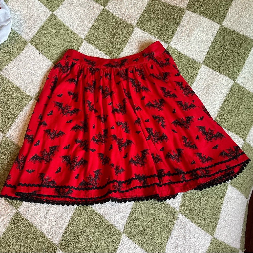Sourpuss spooksville Red Bat skater skirt